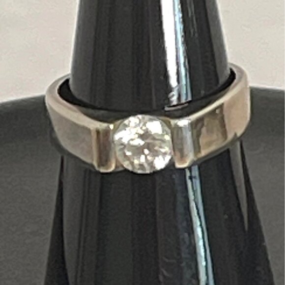 Sterling Silver 925 BOMA Signed MCM Designer Cubic Zirconia Ring Size 8.25 VTG - Picture 1 of 8